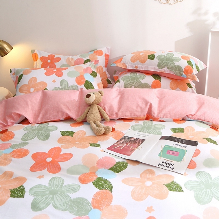 91家纺网 家纺一手货源 找家纺 晶缦 2022新款全棉12868全棉印花套件萌新系列单床单-单被套 七色花