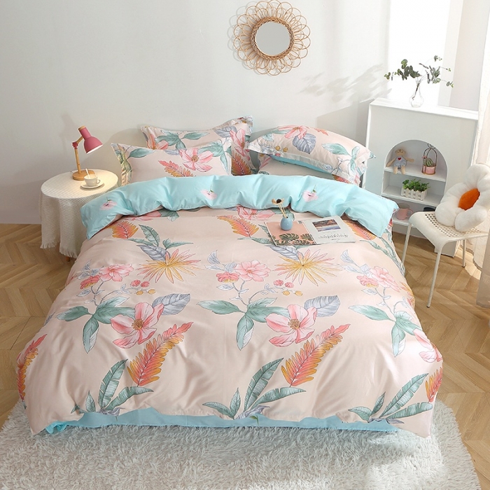 91家纺网 家纺一手货源 找家纺 晶缦 2022新款全棉12868全棉印花套件萌新系列单床单-单被套 莎莉杏色