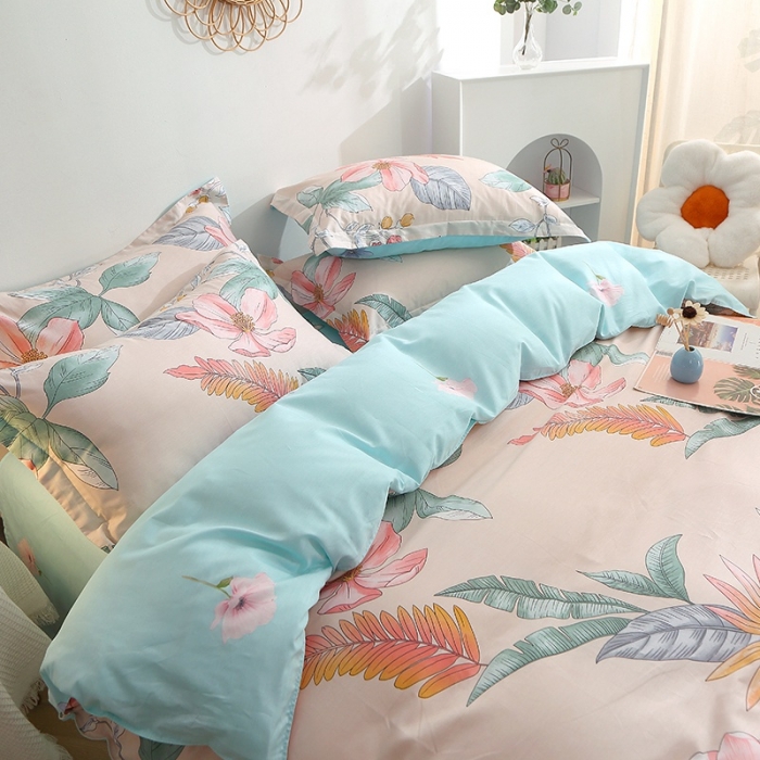 91家纺网 家纺一手货源 找家纺 晶缦 2022新款全棉12868全棉印花套件萌新系列单床单-单被套 莎莉杏色