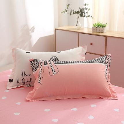 晶缦 2022新款全棉12868全棉印花套件萌新系列单床单-单枕套 蝴蝶结一对