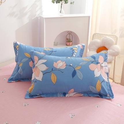 晶缦 2022新款全棉12868全棉印花套件萌新系列单床单-单枕套 流莹蓝一对