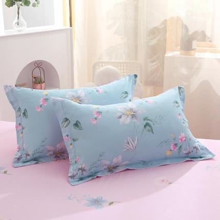 晶缦 2022新款全棉12868全棉印花套件萌新系列单床单-单枕套 莫里蓝一对