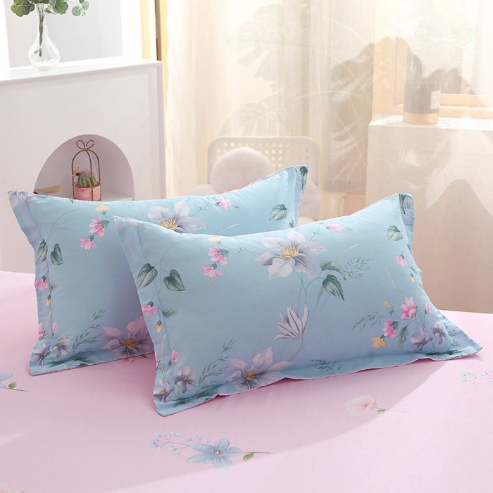 91家纺网 家纺一手货源 找家纺 晶缦 2022新款全棉12868全棉印花套件萌新系列单床单-单枕套 莫里蓝一对