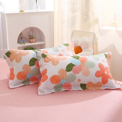 晶缦 2022新款全棉12868全棉印花套件萌新系列单床单-单枕套 七色花一对