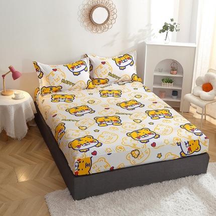 91家纺网 家纺一手货源 找家纺 晶缦 2022新款全棉12868全棉印花套件萌新系列单床单-单床笠 欢乐虎