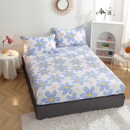 91家纺网 家纺一手货源 找家纺 晶缦2022全棉12868全棉印花套件萌新系列-单床笠蓝恋花