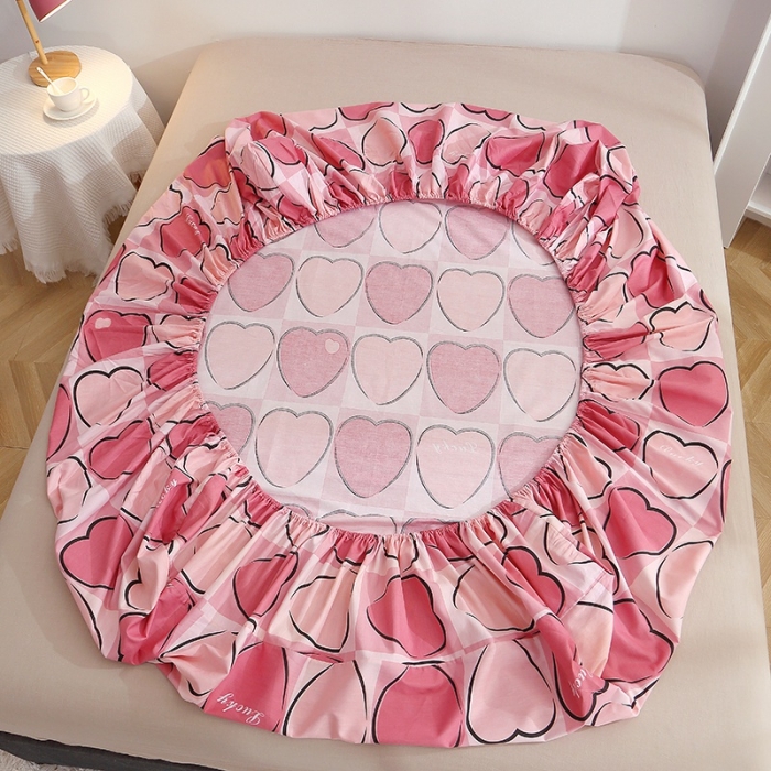 91家纺网 家纺一手货源 找家纺 晶缦 2022新款全棉12868全棉印花套件萌新系列单床单-单床笠 爱心