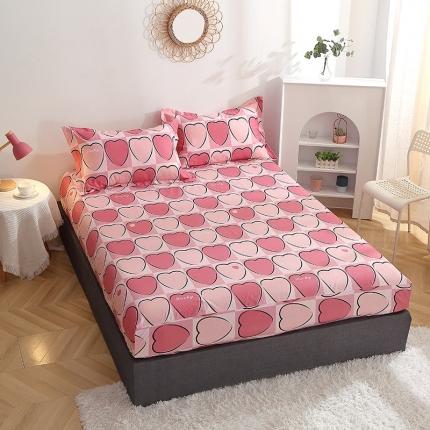 晶缦 2022新款全棉12868全棉印花套件萌新系列单床单-单床笠 爱心