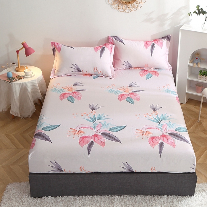 91家纺网 家纺一手货源 找家纺 晶缦2022全棉12868全棉印花套件萌新系列-单床笠 红唇