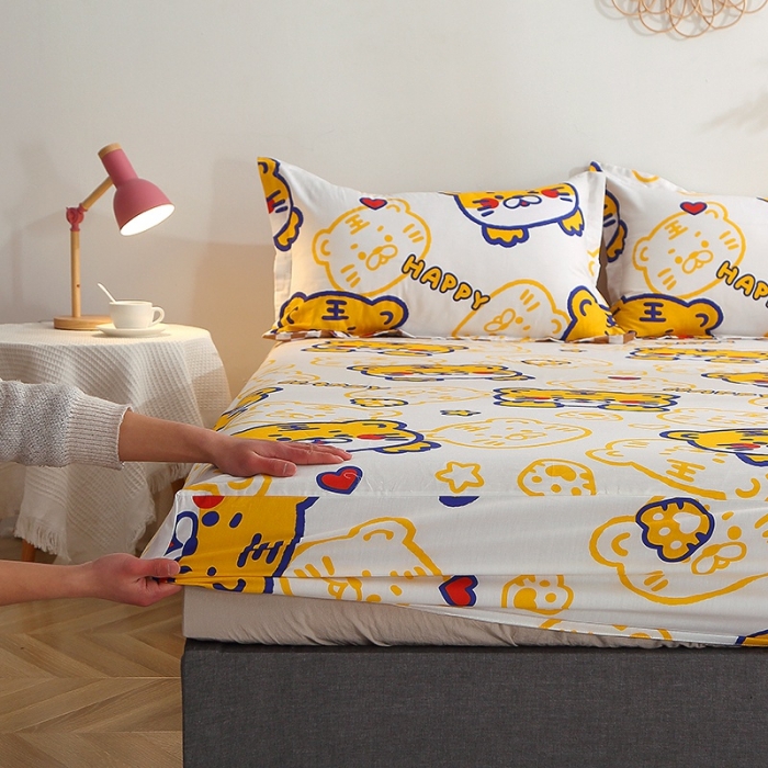 91家纺网 家纺一手货源 找家纺 晶缦 2022新款全棉12868全棉印花套件萌新系列单床单-单床笠 欢乐虎
