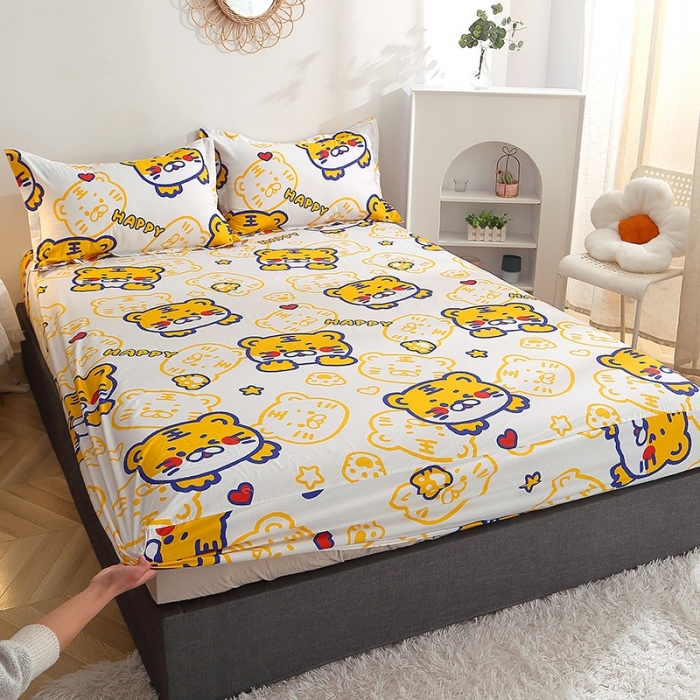 91家纺网 家纺一手货源 找家纺 晶缦 2022新款全棉12868全棉印花套件萌新系列单床单-单床笠 欢乐虎