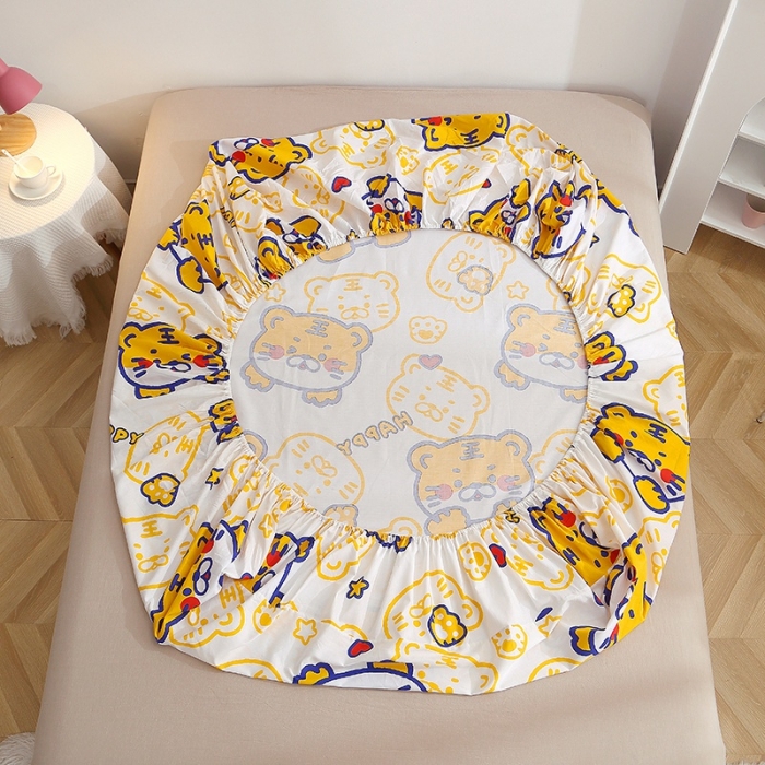 91家纺网 家纺一手货源 找家纺 晶缦 2022新款全棉12868全棉印花套件萌新系列单床单-单床笠 欢乐虎