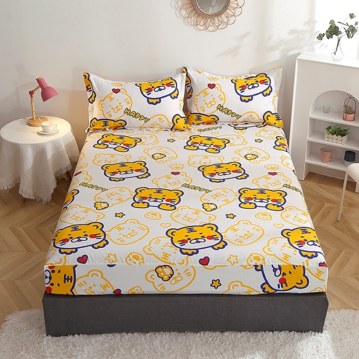 91家纺网 家纺一手货源 找家纺 晶缦 2022新款全棉12868全棉印花套件萌新系列单床单-单床笠 欢乐虎