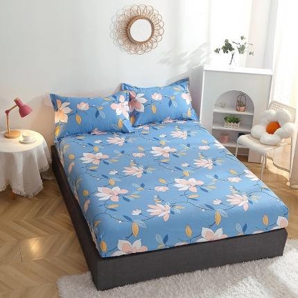 晶缦 2022新款全棉12868全棉印花套件萌新系列单床单-单床笠 流莹蓝