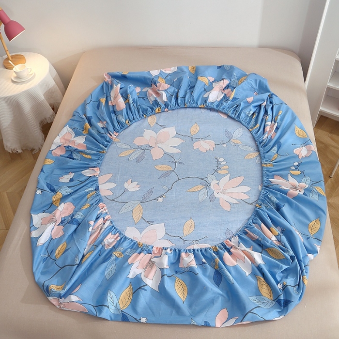 91家纺网 家纺一手货源 找家纺 晶缦 2022新款全棉12868全棉印花套件萌新系列单床单-单床笠 流莹蓝