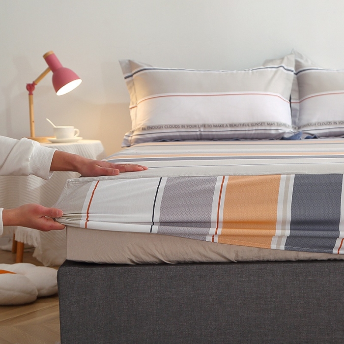 91家纺网 家纺一手货源 找家纺 晶缦 2022新款全棉12868全棉印花套件萌新系列单床单-单床笠 米可橘