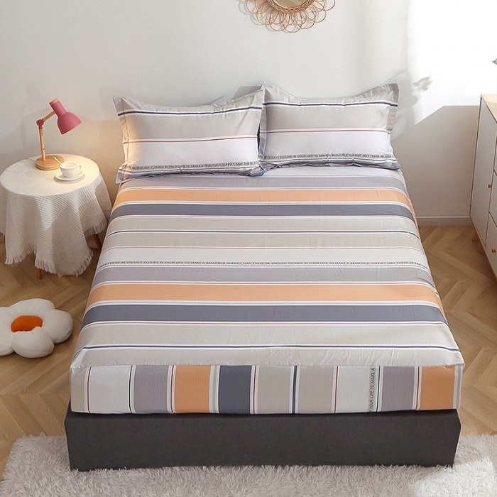 91家纺网 家纺一手货源 找家纺 晶缦 2022新款全棉12868全棉印花套件萌新系列单床单-单床笠 米可橘