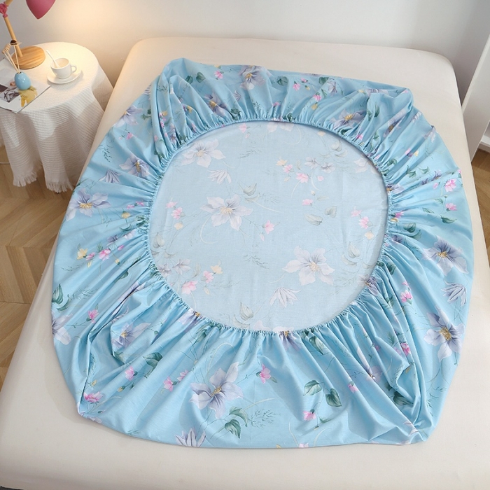 91家纺网 家纺一手货源 找家纺 晶缦 2022新款全棉12868全棉印花套件萌新系列单床单-单床笠 莫里蓝