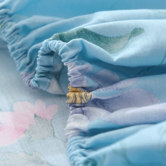 91家纺网 家纺一手货源 找家纺 晶缦 2022新款全棉12868全棉印花套件萌新系列单床单-单床笠 莫里蓝