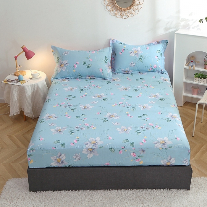 91家纺网 家纺一手货源 找家纺 晶缦 2022新款全棉12868全棉印花套件萌新系列单床单-单床笠 莫里蓝