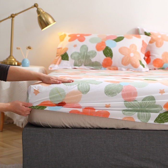 91家纺网 家纺一手货源 找家纺 晶缦2022全棉12868全棉印花套件萌新系列-单床笠七色花