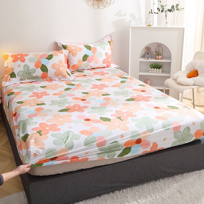 91家纺网 家纺一手货源 找家纺 晶缦2022全棉12868全棉印花套件萌新系列-单床笠七色花