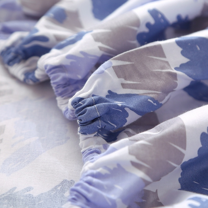 91家纺网 家纺一手货源 找家纺 晶缦 2022新款全棉12868全棉印花套件萌新系列单床单-单床笠 千鸟格蓝