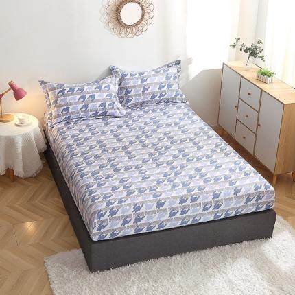 晶缦 2022新款全棉12868全棉印花套件萌新系列单床单-单床笠 千鸟格蓝