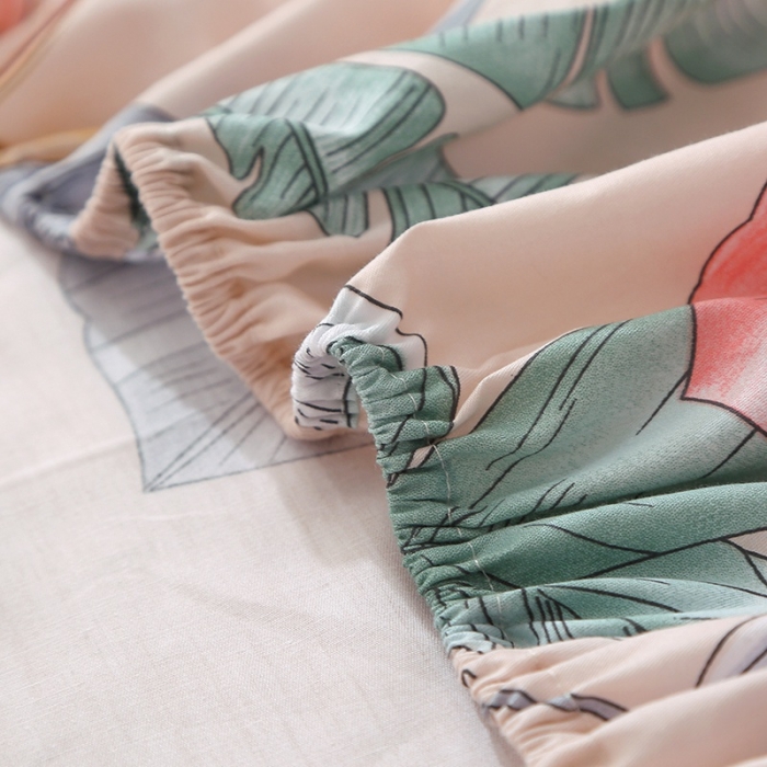 91家纺网 家纺一手货源 找家纺 晶缦 2022新款全棉12868全棉印花套件萌新系列单床单-单床笠 莎莉杏色