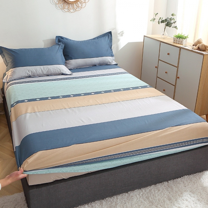 91家纺网 家纺一手货源 找家纺 晶缦 2022新款全棉12868全棉印花套件萌新系列单床单-单床笠 绅度湖绿