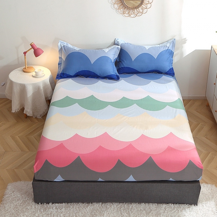 91家纺网 家纺一手货源 找家纺 晶缦 2022新款全棉12868全棉印花套件萌新系列单床单-单床笠 天空之境