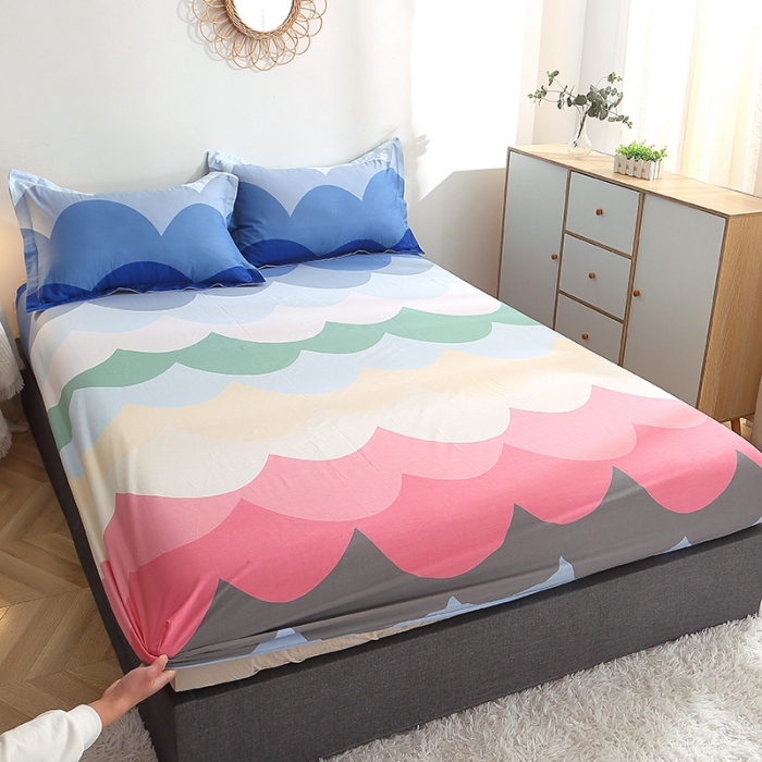 91家纺网 家纺一手货源 找家纺 晶缦 2022新款全棉12868全棉印花套件萌新系列单床单-单床笠 天空之境