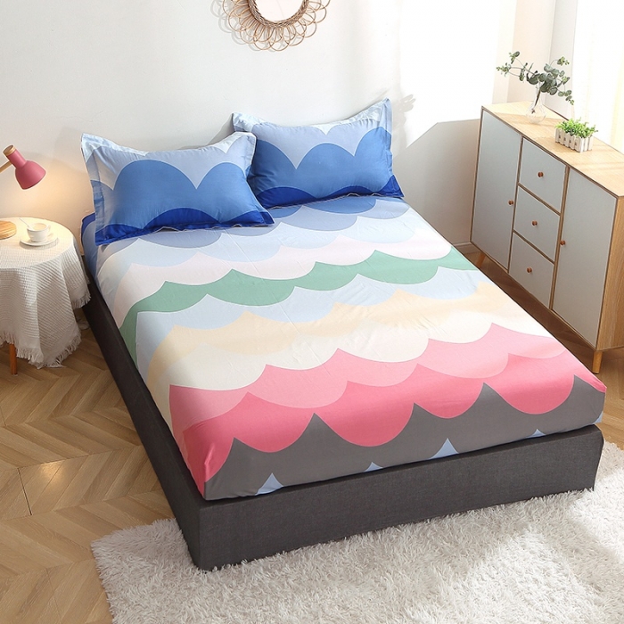 91家纺网 家纺一手货源 找家纺 晶缦 2022新款全棉12868全棉印花套件萌新系列单床单-单床笠 天空之境