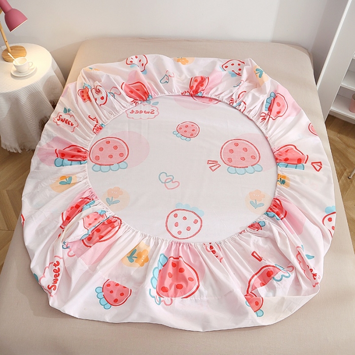 91家纺网 家纺一手货源 找家纺 晶缦2022全棉12868全棉印花套件萌新系列单床笠元气草莓