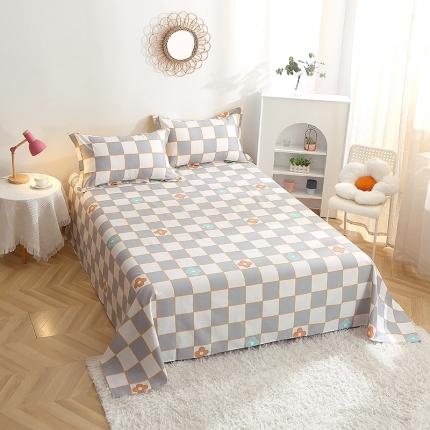 91家纺网 家纺一手货源 找家纺 晶缦 2022新款全棉12868全棉印花套件萌新系列单床单路易威灰