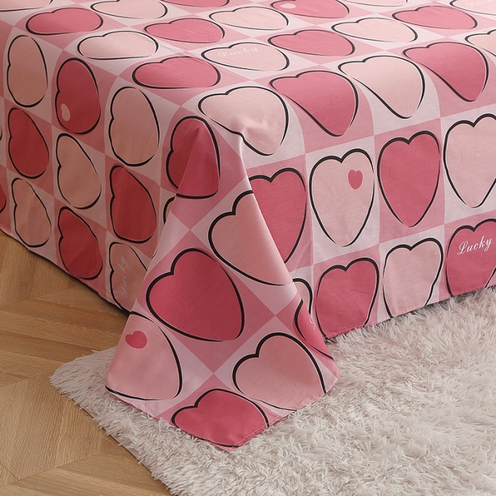 91家纺网 家纺一手货源 找家纺 晶缦 2022新款全棉12868全棉印花套件萌新系列单床单 爱心