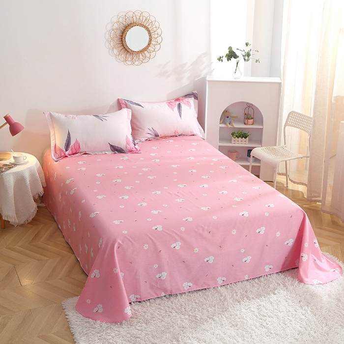 91家纺网 家纺一手货源 找家纺 晶缦 2022新款全棉12868全棉印花套件萌新系列单床单 红唇