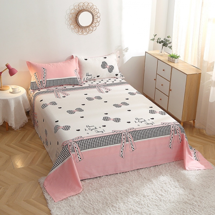 91家纺网 家纺一手货源 找家纺 晶缦 2022新款全棉12868全棉印花套件萌新系列单床单 蝴蝶结