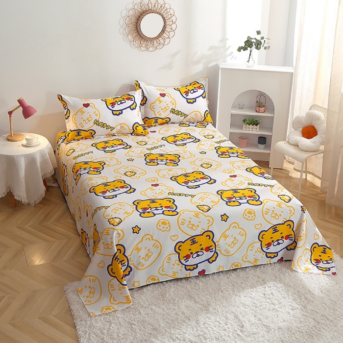 91家纺网 家纺一手货源 找家纺 晶缦 2022新款全棉12868全棉印花套件萌新系列单床单 欢乐虎