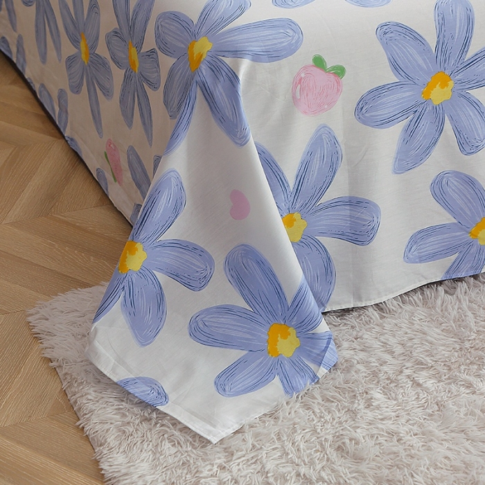 91家纺网 家纺一手货源 找家纺 晶缦 2022新款全棉12868全棉印花套件萌新系列单床单 蓝恋花