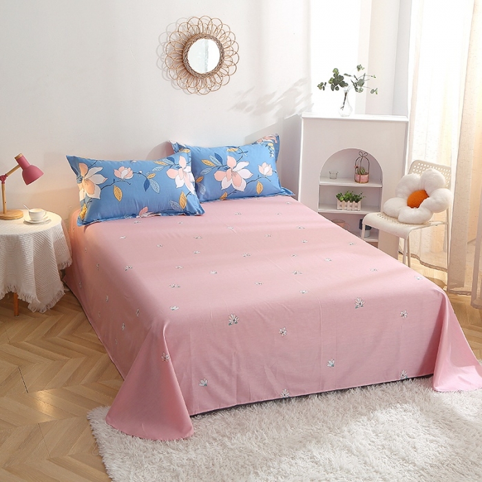 91家纺网 家纺一手货源 找家纺 晶缦 2022新款全棉12868全棉印花套件萌新系列单床单 流莹蓝