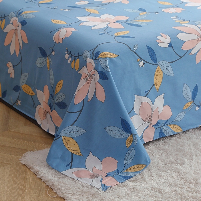 91家纺网 家纺一手货源 找家纺 晶缦 2022新款全棉12868全棉印花套件萌新系列单床单 流莹蓝