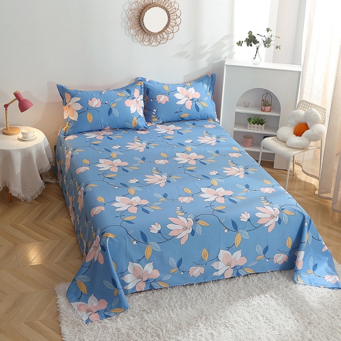 91家纺网 家纺一手货源 找家纺 晶缦 2022新款全棉12868全棉印花套件萌新系列单床单 流莹蓝