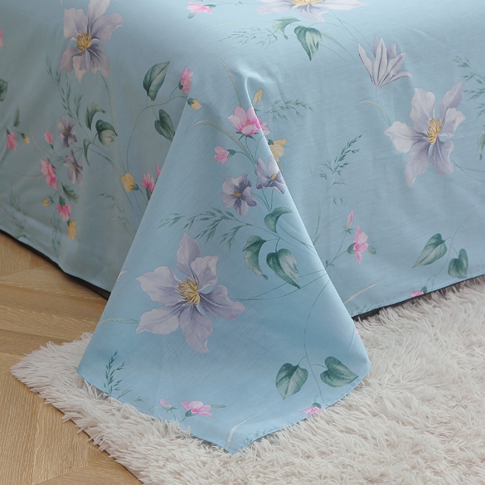 91家纺网 家纺一手货源 找家纺 晶缦 2022新款全棉12868全棉印花套件萌新系列单床单 莫里蓝