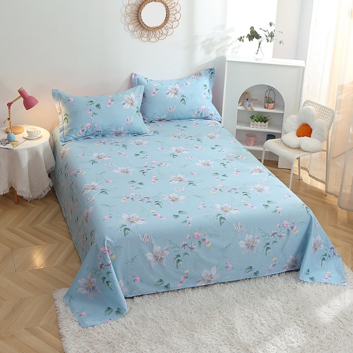 91家纺网 家纺一手货源 找家纺 晶缦 2022新款全棉12868全棉印花套件萌新系列单床单 莫里蓝