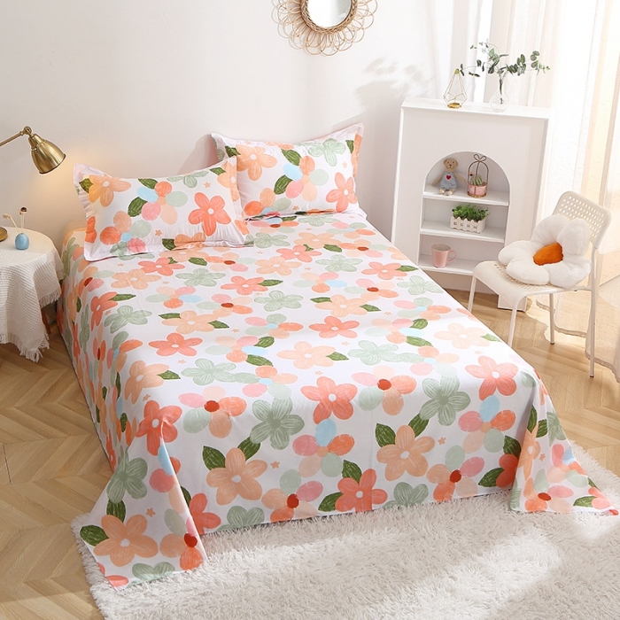 91家纺网 家纺一手货源 找家纺 晶缦 2022新款全棉12868全棉印花套件萌新系列单床单 七色花