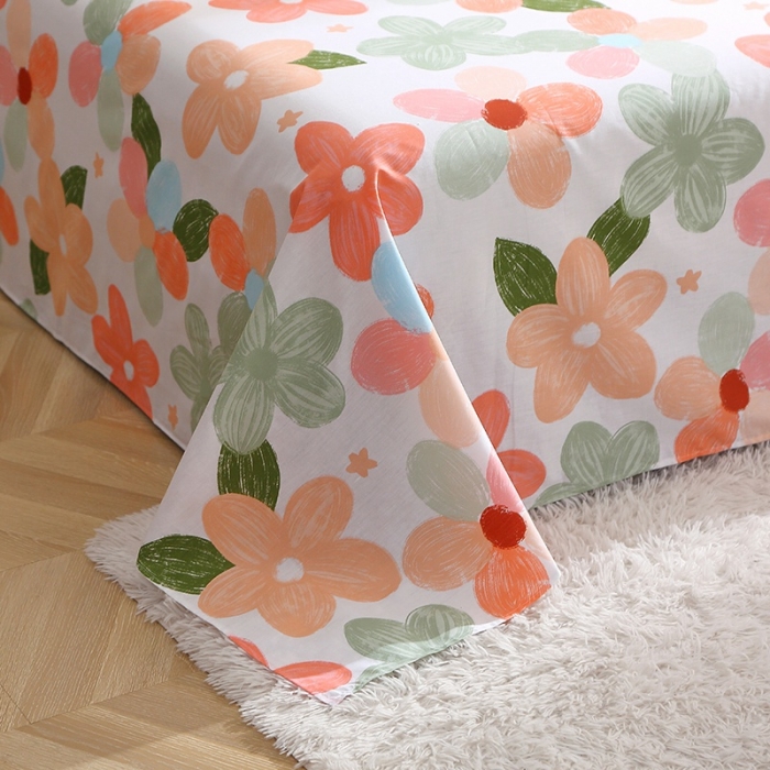 91家纺网 家纺一手货源 找家纺 晶缦 2022新款全棉12868全棉印花套件萌新系列单床单 七色花