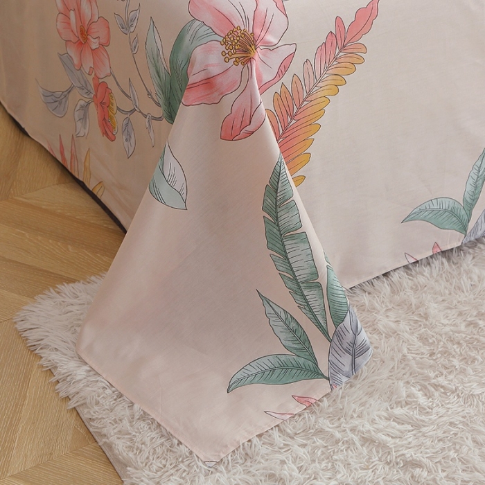 91家纺网 家纺一手货源 找家纺 晶缦 2022新款全棉12868全棉印花套件萌新系列单床单莎莉杏色