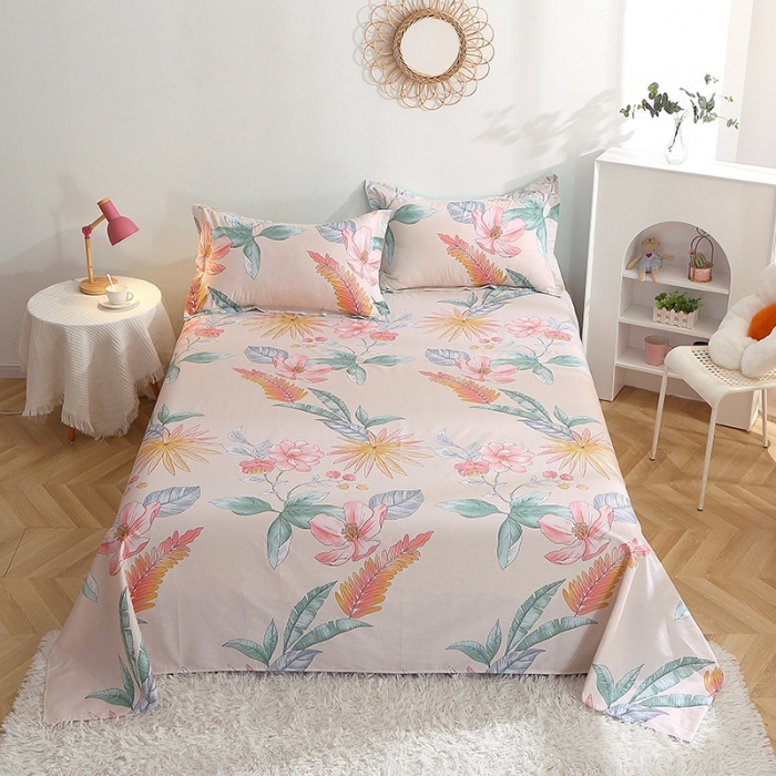 91家纺网 家纺一手货源 找家纺 晶缦 2022新款全棉12868全棉印花套件萌新系列单床单莎莉杏色