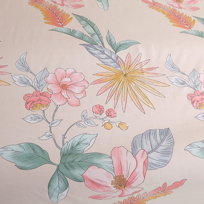 91家纺网 家纺一手货源 找家纺 晶缦 2022新款全棉12868全棉印花套件萌新系列单床单莎莉杏色